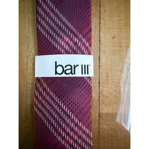 Bar III Men’s tie Red with white and thin blue striped pattern NWT